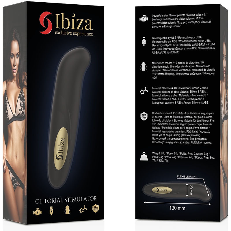 IBIZA - STIMULATEUR DE VOYAGE RECHARGEABLE 10 MODES DE VIBRATIONS 13 X 2,9