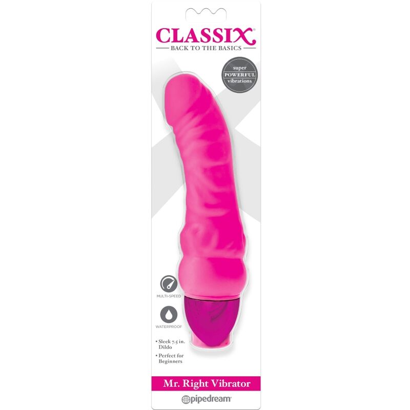 CLASSIX - MR. GODE VIBRANT MULTIVITESSE DROITE 15,5 CM ROSE