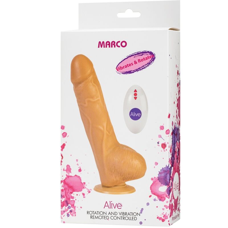 ALIVE - REALISTIC PENIS FRAME VIBRATOR &amp; ROTATOR REMOTE CONTROL 19 CM