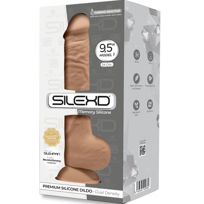 SILEXD - MODÈLE 1 PÉNIS RÉALISTE SILICONE PREMIUM SILEXPAN CARAMEL 24 CM