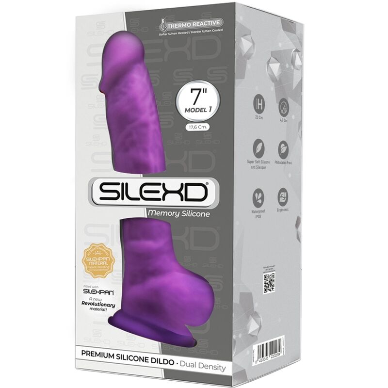 SILEXD - MODÈLE 1 PÉNIS RÉALISTE SILICONE PREMIUM SILEXPAN VIOLET 17,5 CM