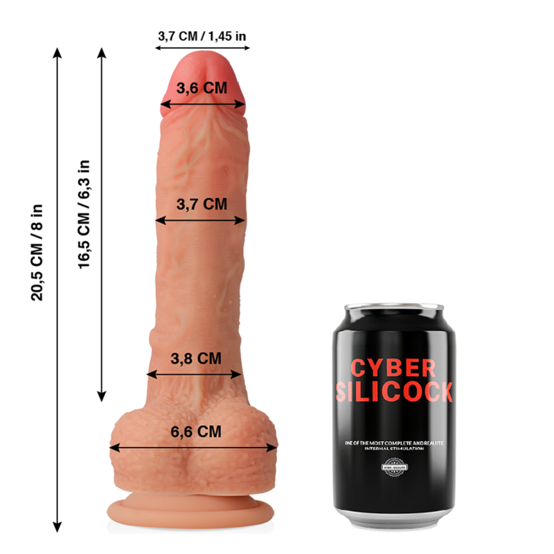 CYBER SILICOCK - SILICONE LIQUIDE CONNOR RÉALISTE 20,5 CM -OU- 3,7 CM