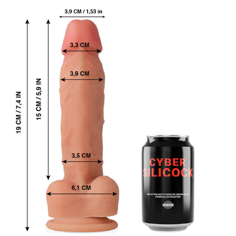 CYBER SILICOCK - OLIVER SILICONE LIQUIDE RÉALISTE 19 CM -OU- 3,9 CM