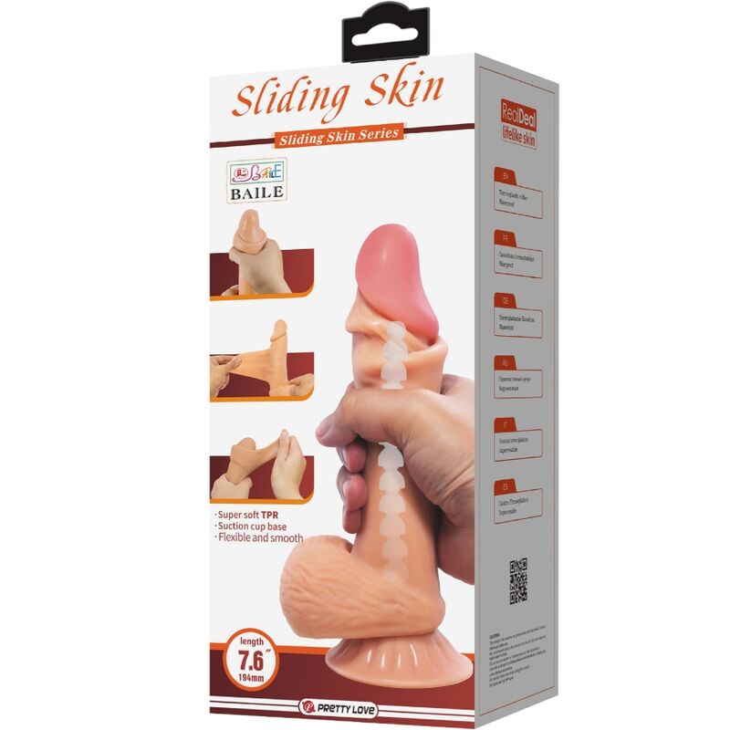 PRETTY LOVE - SÉRIE SLIDING SKIN GODE RÉALISTE AVEC VENTOUSE SLIDING SKIN 19,4 CM