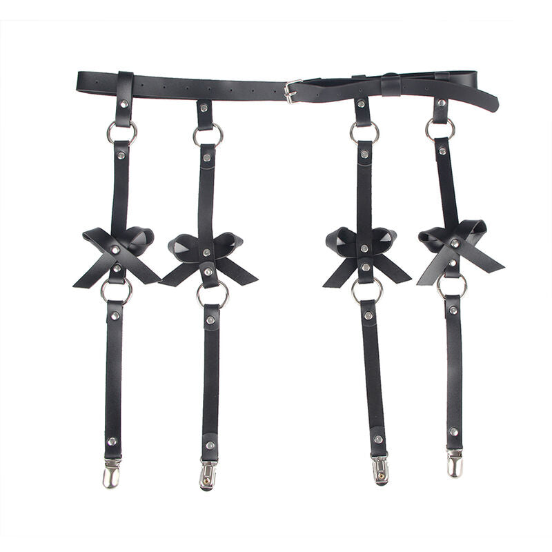 SUBBLIME - BLACK LEATHER CHAIN ​​LEG HARNESS ONE SIZE