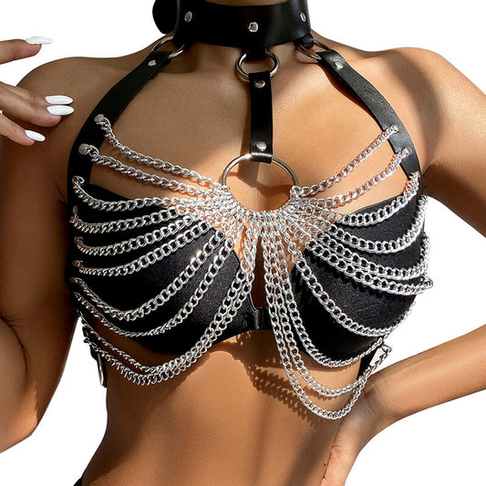 SUBBLIME - CHAIN ​​CHEST HARNESS LARGE RING ONE SIZE