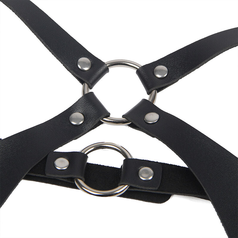 SUBBLIME - BLACK LEATHER FULL BODY HARNESS WITH BUCKLES ONE SIZE