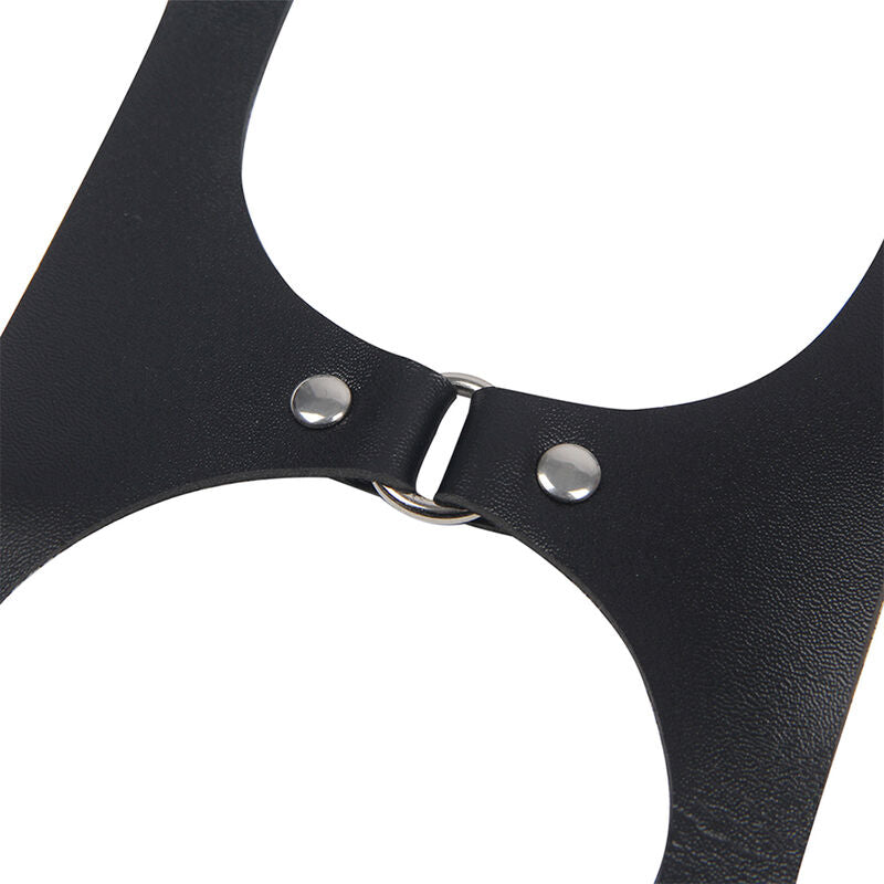 SUBBLIME - BLACK LEATHER FULL BODY HARNESS WITH BUCKLES ONE SIZE