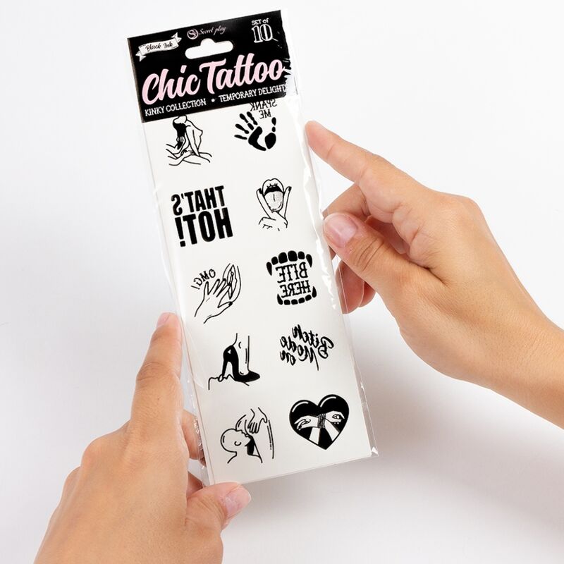 SECRET PLAY - LOT DE 10 TATOUAGES TEMPORAIRES DE LA COLLECTION KINKY