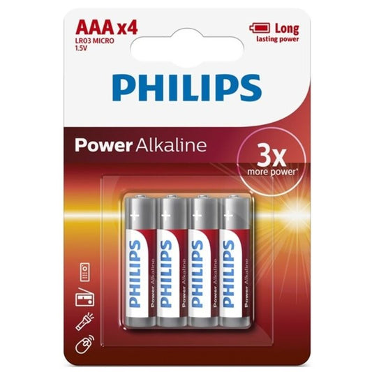 PHILIPS - PILE ALCALINE AAA LR03 BLISTER*4