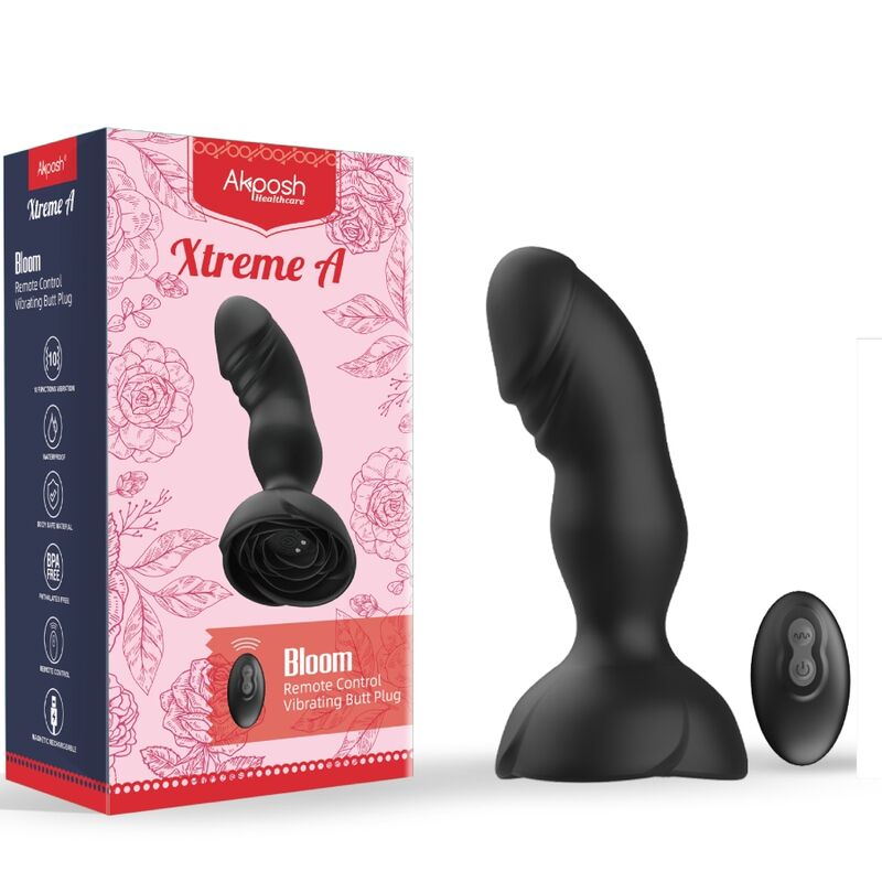 ARMONY - EXTREME A BLOOM PINK VIBRATOR &amp; ANAL PLUG REMOTE CONTROL BLACK