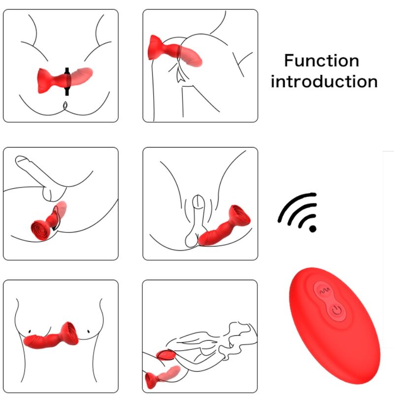 ARMONY - EXTREME A BLOOM PINK VIBRATOR &amp; ANAL PLUG REMOTE CONTROL RED