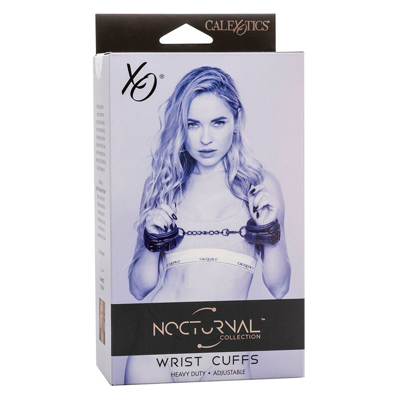 CALEXOTICS - NOCTURNAL ADJUSTABLE BLACK LEATHER HANDCUFFS