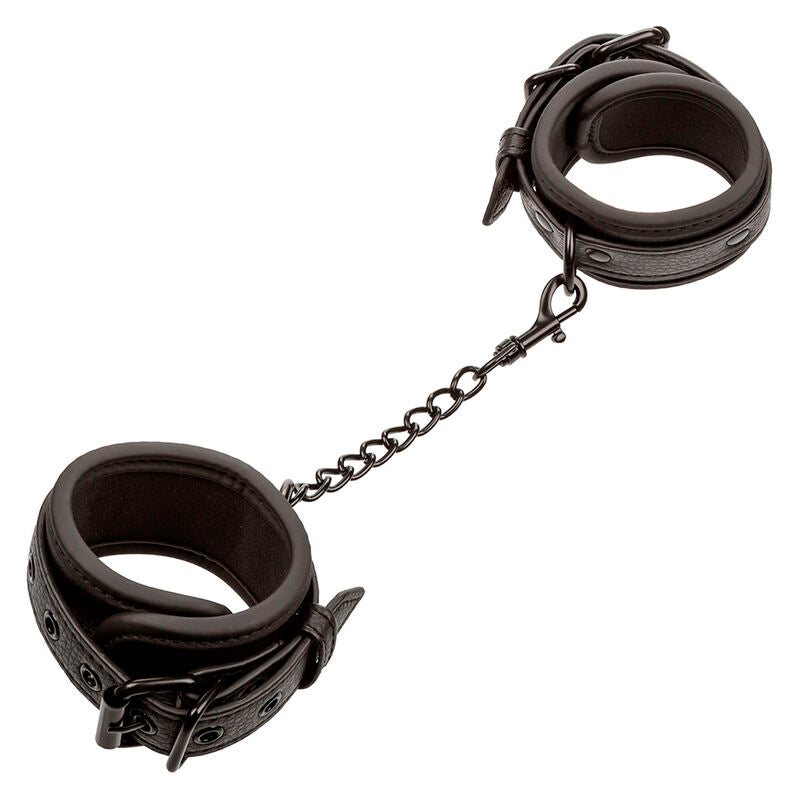 CALEXOTICS - NOCTURNAL ADJUSTABLE BLACK LEATHER HANDCUFFS