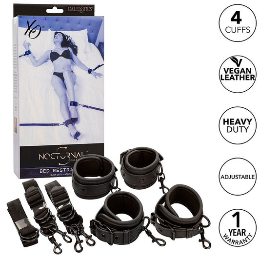 CALEXOTICS - NOCTURNAL BED RESTRAINTS ADJUSTABLE BLACK LEATHER