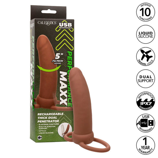 CALEXOTICS - MAXX DOUBLE PENETRATOR THICK 10 VIBRATIONS MULATTO