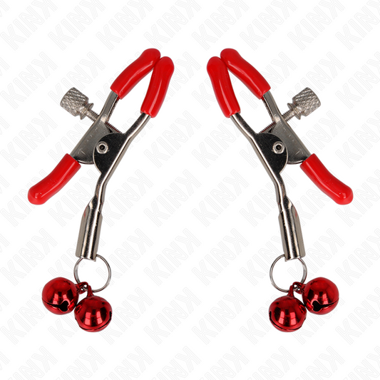 KINK - RED NIPPLE CLAMPS WITH DOUBLE BELL RED 6 CM