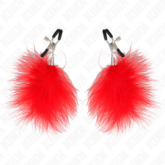 KINK - RED FEATHER NIPPLE CLAMPS 7 CM