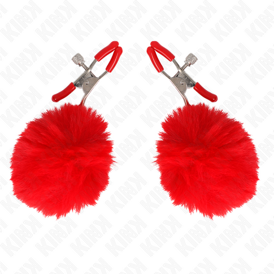 KINK - RED POMPOM NIPPLE CLAMPS 6 CM