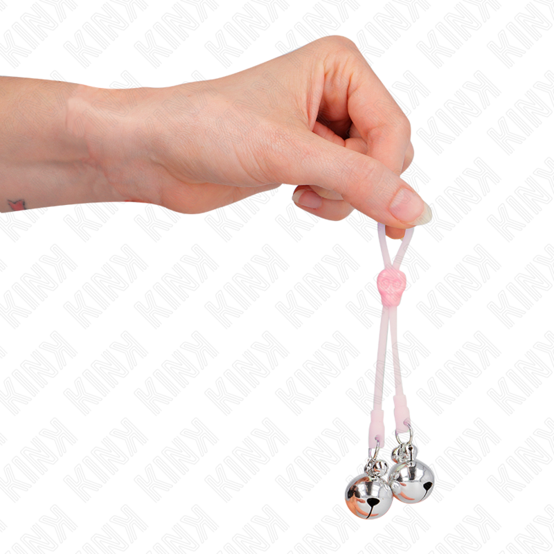 KINK - Luminous Skull-Shaped Nipple Clamps with Adjustable Sound Bell, Pink/Silver