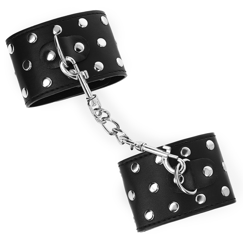 KINK - ADJUSTABLE STUDDED SNAP CLOSURE WRISTBANDS BLACK 19-24 CM X 5.5 CM