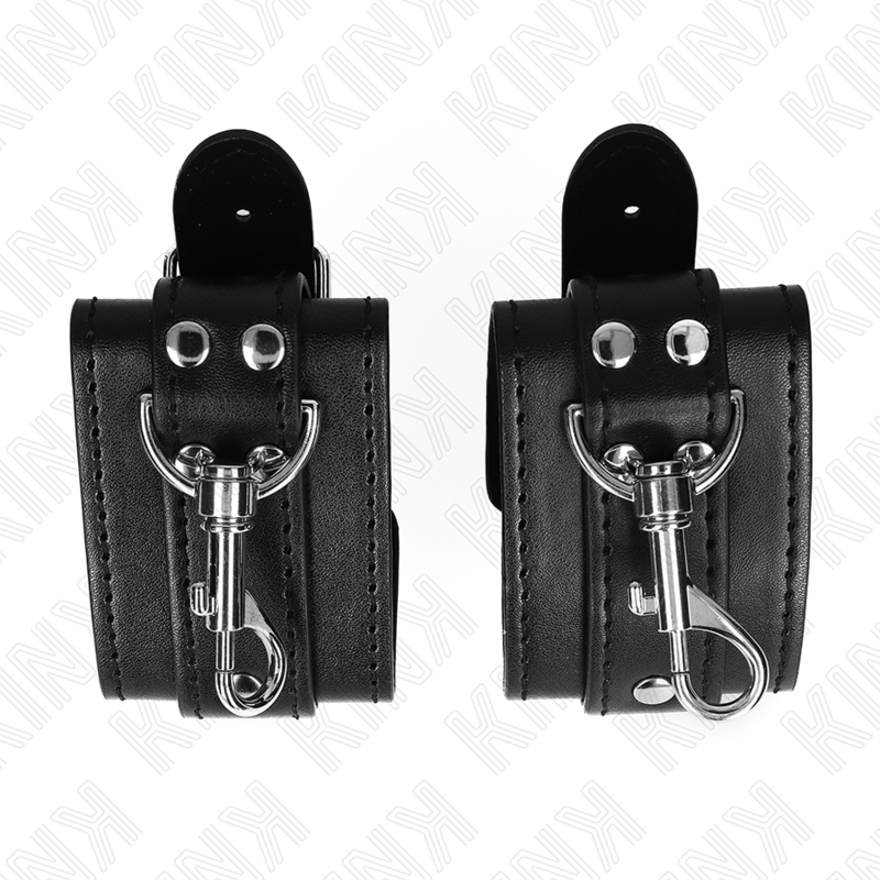 KINK - DUNGEON STYLE LOCKABLE WRISTBANDS BLACK ADJUSTABLE 21-28 CM X 5.5 CM