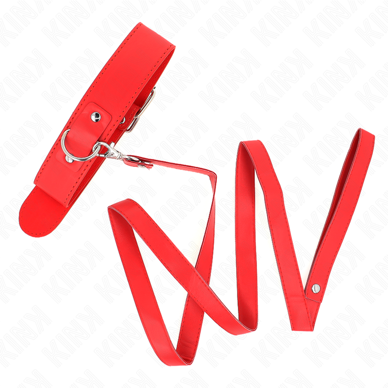 KINK - 116 CM THIN RED ADJUSTABLE LEASH COLLAR 32-50 CM X 8 CM