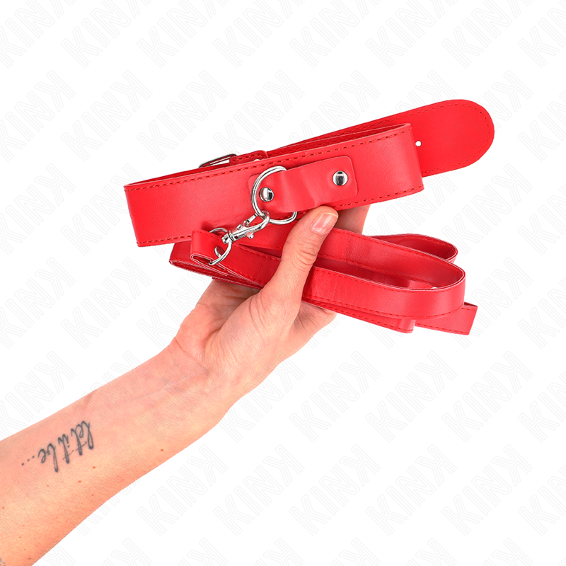 KINK - 116 CM THIN RED ADJUSTABLE LEASH COLLAR 32-50 CM X 8 CM