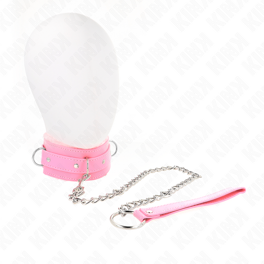 KINK - 65 CM PINK LEASH COLLAR WITH RESTRAINTS ADJUSTABLE 36-42 CM X 5.5 CM