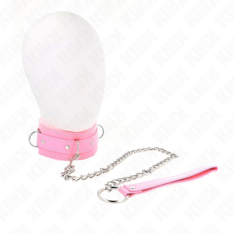 KINK - 65 CM PINK LEASH COLLAR WITH RESTRAINTS ADJUSTABLE 36-42 CM X 5.5 CM