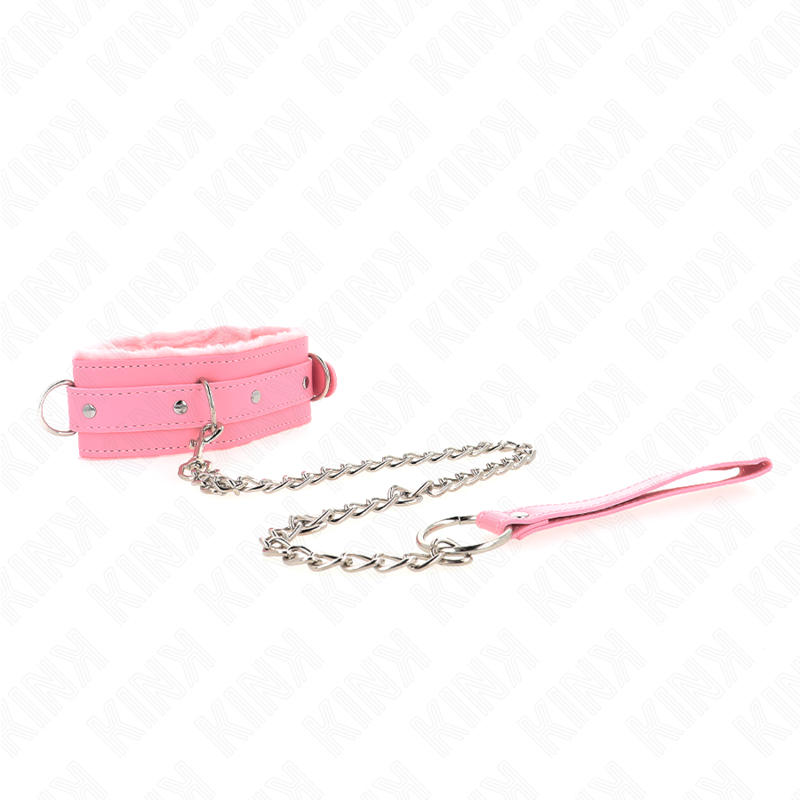 KINK - 65 CM PINK LEASH COLLAR WITH RESTRAINTS ADJUSTABLE 36-42 CM X 5.5 CM