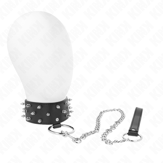 KINK - 65 CM SILVER STUDDED STRAP COLLAR MODEL 5 ADJUSTABLE 36-43 CM X 5 CM