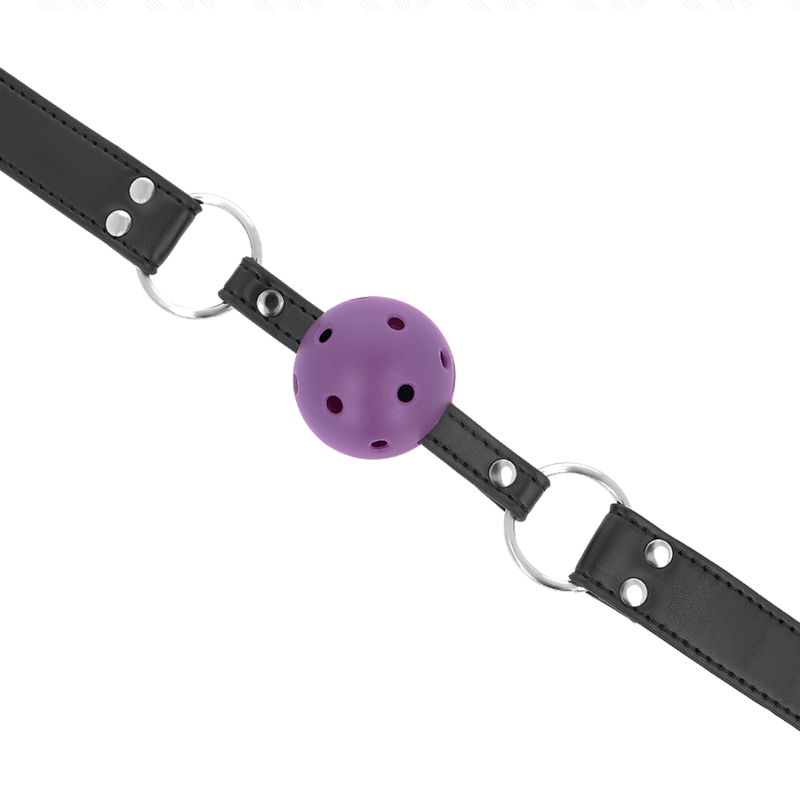 KINK - 4CM BREATHABLE BALL GAG WITH DOUBLE RIVET PURPLE 62 x 2.5 CM ADJUSTABLE 42-58 CM
