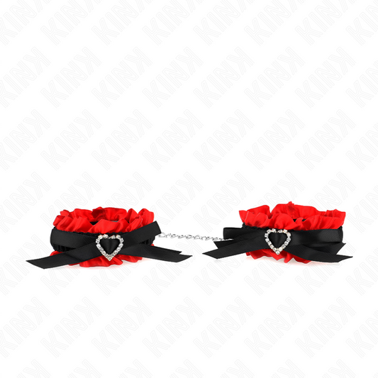 KINK - ELASTIC LACE WRISTBANDS WITH RED HEART DETAIL ADJUSTABLE 22-35 CM
