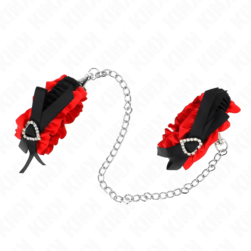 KINK - ELASTIC LACE WRISTBANDS WITH RED HEART DETAIL ADJUSTABLE 22-35 CM
