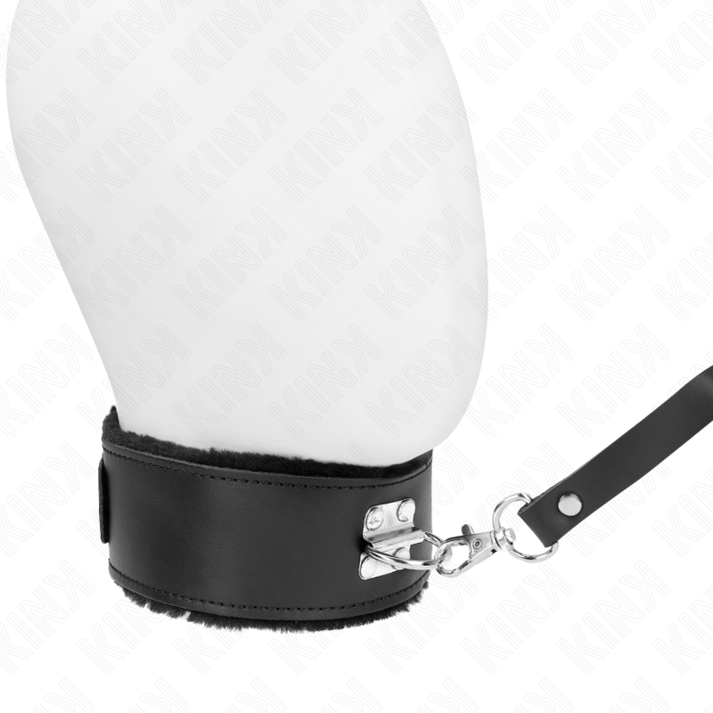 KINK - 116 CM BLACK LEATHER COLLAR WITH LEASH ADJUSTABLE 40-48 CM X 6 CM