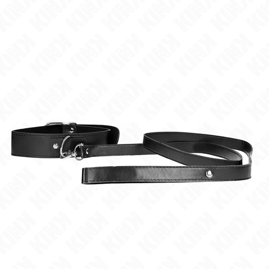 KINK - COLLAR WITH LEASH 116 CM THIN BLACK ADJUSTABLE 32-50 CM X 8 CM