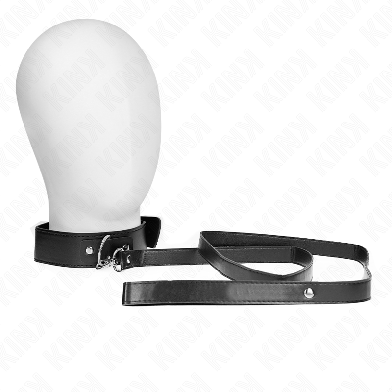 KINK - COLLAR WITH LEASH 116 CM THIN BLACK ADJUSTABLE 32-50 CM X 8 CM