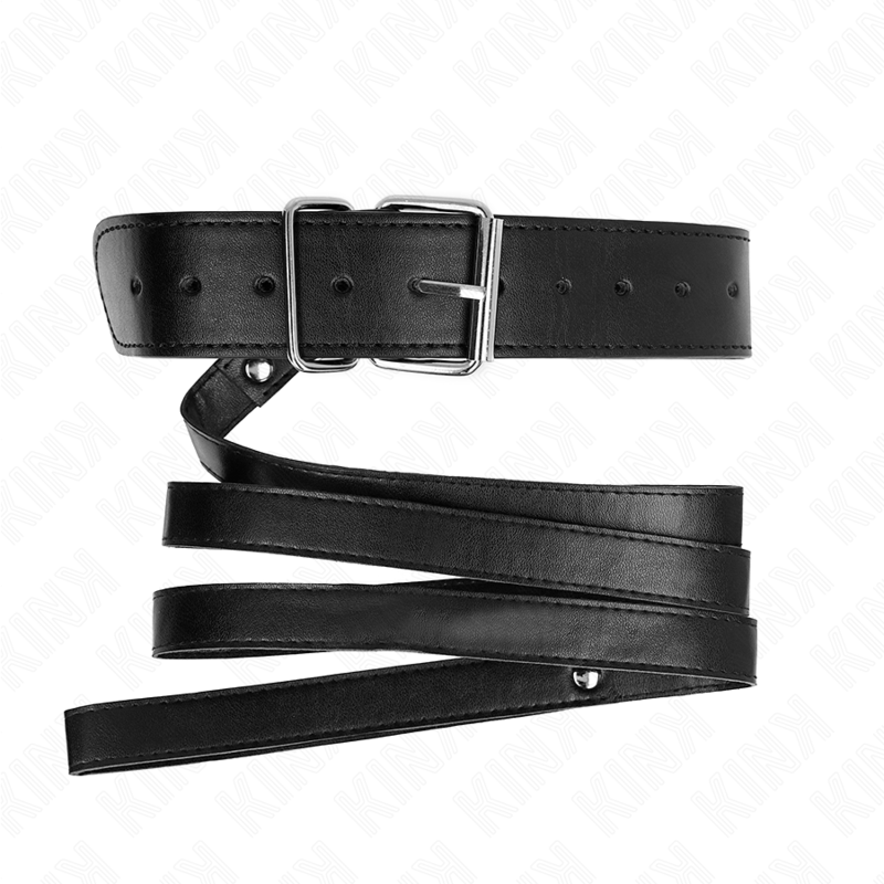 KINK - COLLAR WITH LEASH 116 CM THIN BLACK ADJUSTABLE 32-50 CM X 8 CM