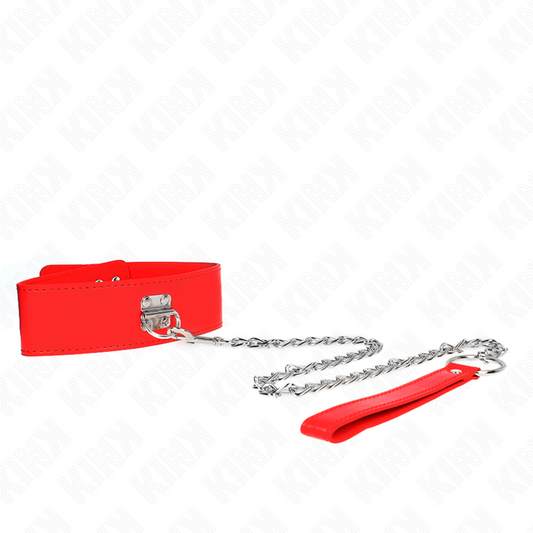 KINK - COLLAR WITH LEASH 65 CM WIDE RED ADJUSTABLE 33.5-41 CM X 5 CM