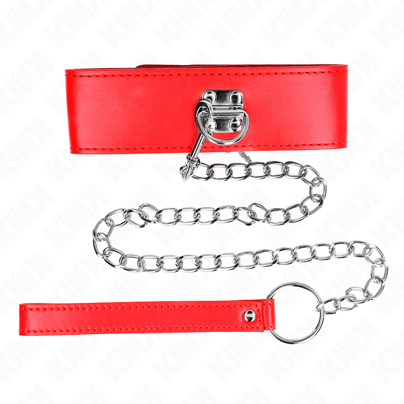 KINK - COLLAR WITH LEASH 65 CM WIDE RED ADJUSTABLE 33.5-41 CM X 5 CM