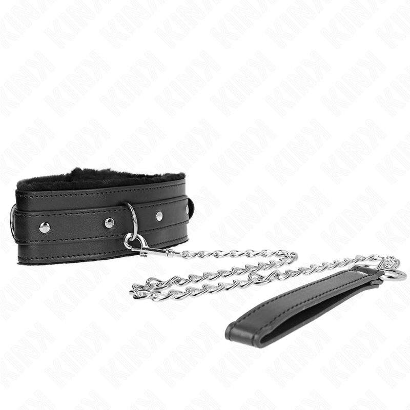 KINK - 65 CM BLACK ADJUSTABLE COLLAR WITH LEASH AND RESTRAINTS 36-42 CM X 5.5 CM