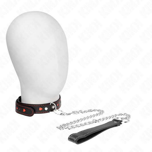 KINK - COLLAR WITH LEASH 65 CM HEART DETAILS 52.5 X 2.5 CM