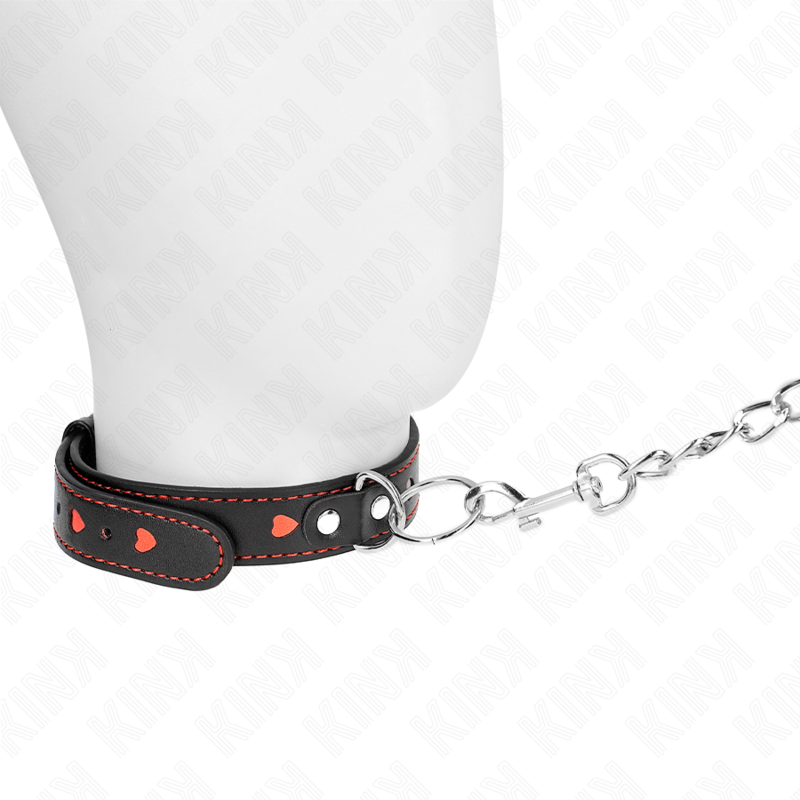 KINK - COLLAR WITH LEASH 65 CM HEART DETAILS 52.5 X 2.5 CM