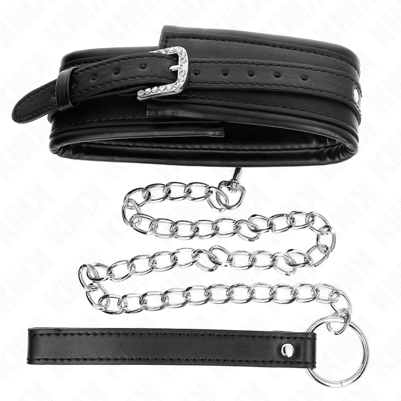 KINK - COLLAR WITH LEASH 65 CM SHINY BUCKLE 48.5 CM X 5.3 CM