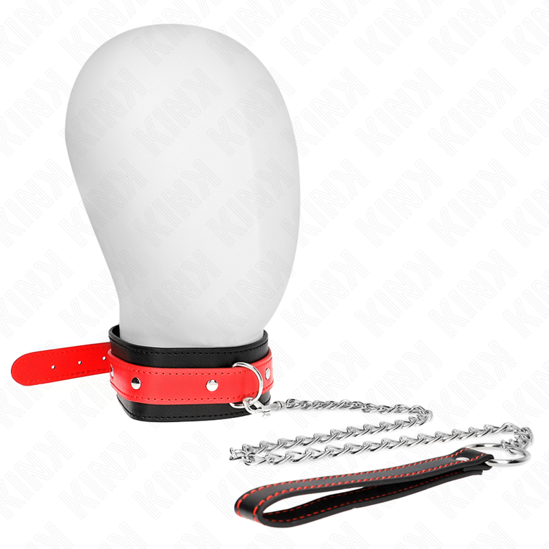 KINK - COLLAR WITH LEASH 65 CM RED ADJUSTABLE 36-43 CM X 5 CM