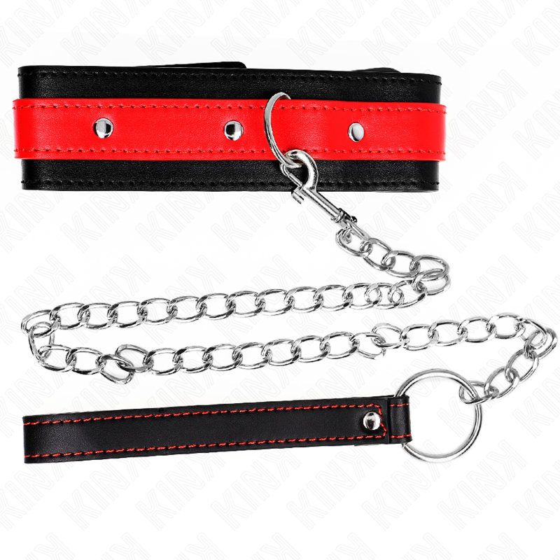 KINK - COLLAR WITH LEASH 65 CM RED ADJUSTABLE 36-43 CM X 5 CM