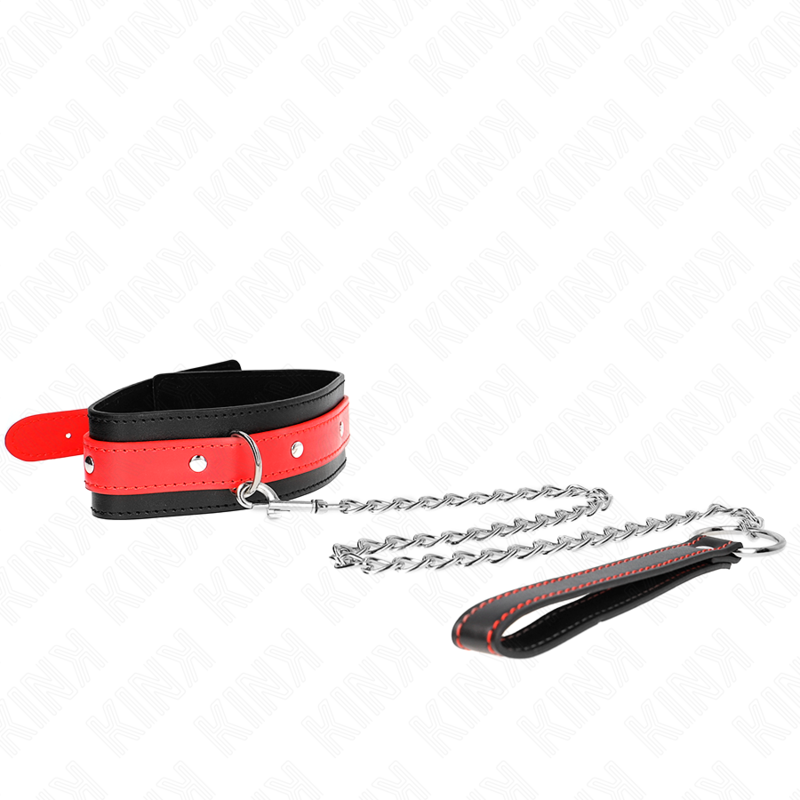 KINK - COLLAR WITH LEASH 65 CM RED ADJUSTABLE 36-43 CM X 5 CM
