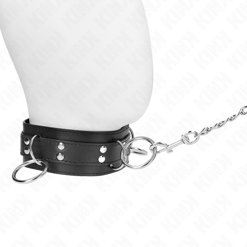 KINK - COLLAR WITH LEASH 80 CM SLAVERY 3 RINGS 53 X 5 CM