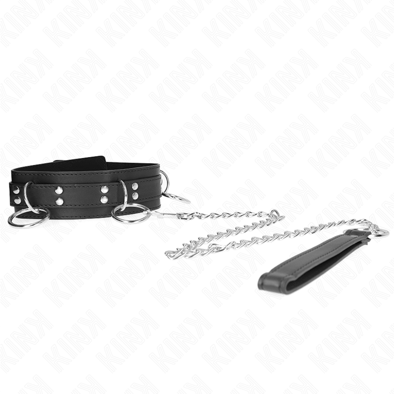 KINK - COLLAR WITH LEASH 80 CM SLAVERY 3 RINGS 53 X 5 CM
